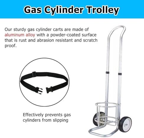 Portable Gas Cylinder Holder with Wheels, Adjustable Metal Trolley Rack for Easy Assembly, Perfect for Home, Clinic, Ambulance & Operating Room, Fits 125mm-4 9/10 in Cylinders in Saudi Arabia