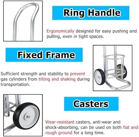 Portable Gas Cylinder Holder with Wheels, Adjustable Metal Trolley Rack for Easy Assembly, Perfect for Home, Clinic, Ambulance & Operating Room, Fits 125mm-4 9/10 in Cylinders in Saudi Arabia