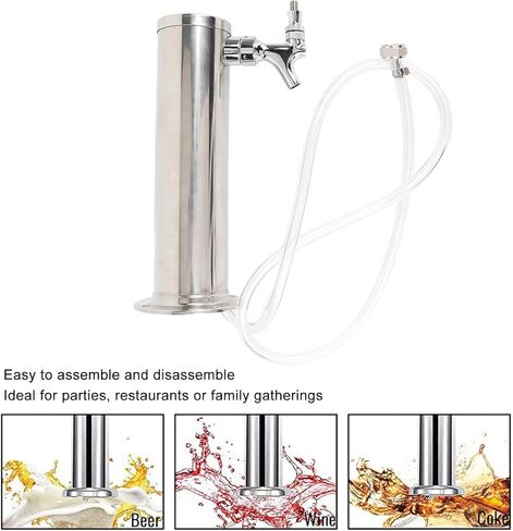 Gecheer 3 Inch Stainless Steel Beer Tower Dispenser - Perfect for Parties, Pubs, and Restaurants in Kuwait