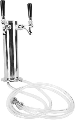 برج البيرة Gecheer ذو الصنبور المزدوج لـ Kegerator - مجموعة موزع البيرة من الفولاذ المقاوم للصدأ، بطول 12.2 سم، برج بصنبور مزدوج للبار المنزلي، والمطاعم، والحانة، والحفلات (بدون أسماء تجارية) in Kuwait