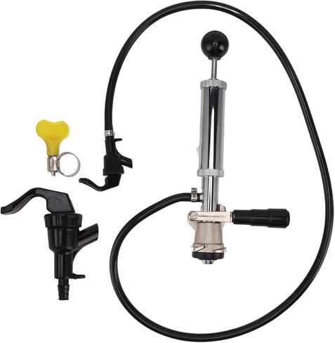 Gecheer Beer Keg Pump 4in D System Chrome Iron with Faucet & Hose for Easy Draft Dispensing at Parties, Picnics, Weddings – Durable Sealing Tap for Domestic Kegs in Kuwait