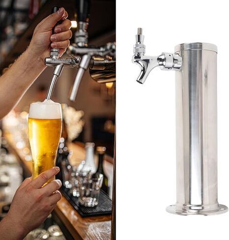 Gecheer Draft Beer Tower, Single Tap Stainless Steel 3 Inch Column Dispenser Kit for Parties Pubs Restaurants in Kuwait
