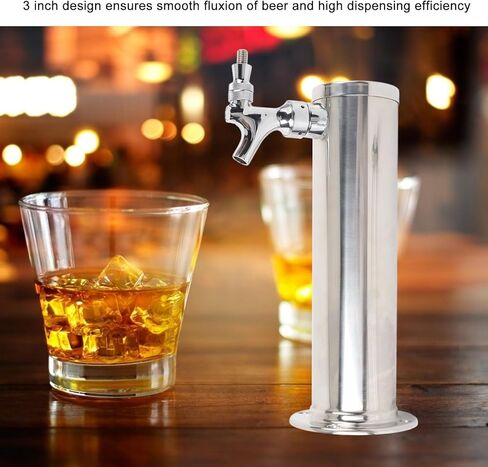 Gecheer Draft Beer Tower, Single Tap Stainless Steel 3 Inch Column Dispenser Kit for Parties Pubs Restaurants in Kuwait