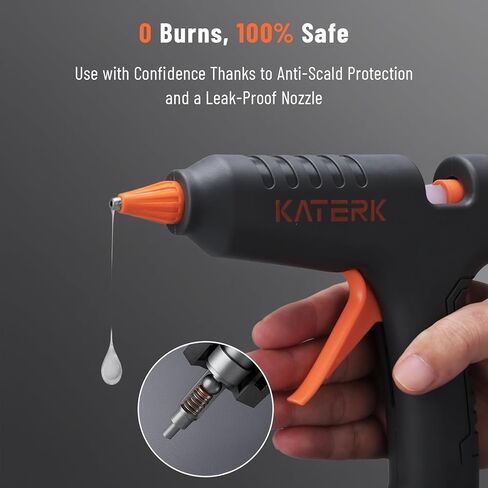 Katerk 12V Full Size Cordless Hot Glue Gun, Drip-Free Fast Heating Rechargeable and Heavy Duty Battery Operated Glue Gun and Sticks Sets 11mm x10 for Crafts DIY, Repair, Gift in Kuwait