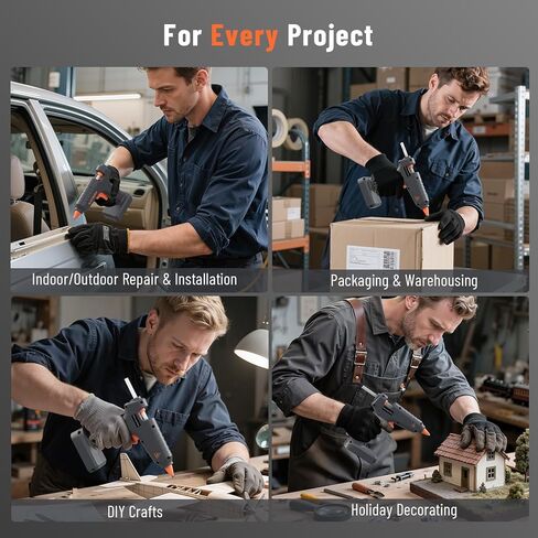 Katerk 12V Full Size Cordless Hot Glue Gun, Drip-Free Fast Heating Rechargeable and Heavy Duty Battery Operated Glue Gun and Sticks Sets 11mm x10 for Crafts DIY, Repair, Gift in Kuwait