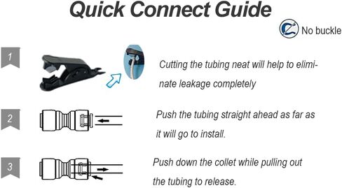 3/8" Shut Off Ball Valve, Plastic Quick Connect Fittings for Water Purifier, RODI System, Refrigerator, Ice Maker (5-Pack) + Free Tube Remover Tool​ in Saudi Arabia