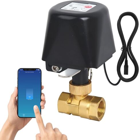 Owfeel WiFi Smart Water Valve, APP Remote Control, DN25 Ball Brass Water Valve, Compatible With Alexa, Google and Application Program iOS/Android, Only Supports 2.4 GHz WiFi (1") in Saudi Arabia