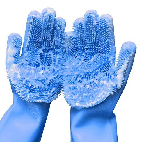 ALPENKOK 1 Pair Silicone Gloves for Washing Dishes – Tear-Resistant Silicone Dishwashing Gloves with Scrubber |Household Use in Kuwait