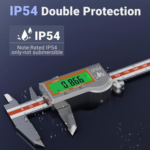 Preciva Digital Caliper Measuring Tool, Stainless Steel Digital Micrometer Vernier Caliper, with Backlight LCD, Auto-Off Feature, IP54 Splash Proof Protection and Inch Metric Conversion 6 Inch/150 mm in Kuwait