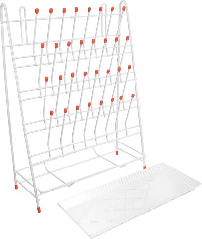 رف تجفيف أنبوب اختبار المختبر مع 32 فتحة رف تجفيف الزجاجات المطلي بالبلاستيك للأواني الزجاجية للمختبر للاستخدام العلمي in Kuwait
