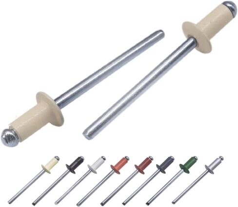 (Pack of 100) Painted Blind Rivets 5/32" x 5/16" (4.0 x 8 mm), Dome Head, DIN 7337, Aluminium Rivets and Steel Mandrel, Pop Rivets, Light Ivory RAL 1015 in Saudi Arabia