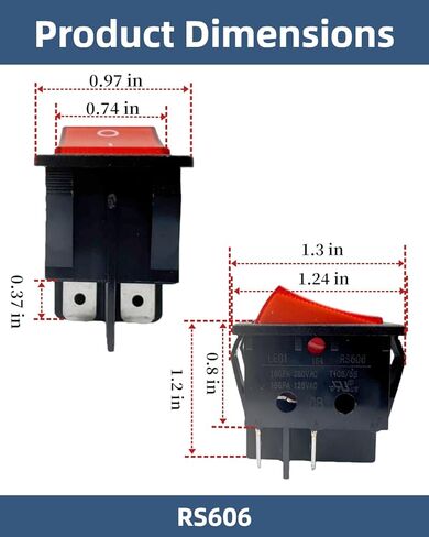 RS606 Rocker Switch Fits for LECI 16A 250V T105/55LECI 2Position 4Pin in Kuwait