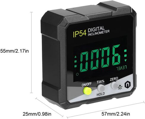 مقياس الميل الرقمي المحمول IP54 4X90° LCD الخلفية الرقمية المنقلة المنحدر متر مسطرة زاوية رقمية سهلة الاستخدام (أخضر) in Saudi Arabia