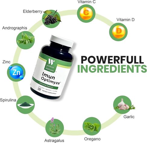 Wisdom in Wellness Imun Optimyze – Immune System Support Supplement – 120 Capsules – Immune Balance Complex with Multivitamins – Daily Immune Boost for Adults – Gluten Free, Non-GMO Supplement in Saudi Arabia