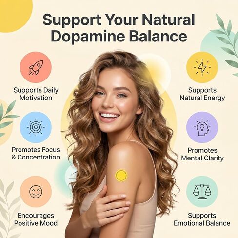 Dopamine Patches Extra Strength – 90 Count Plant-Based Vegan Mood Balance Patch for Men & Women – Supports Dopamine & Serotonin Balance – 3 Months Supply in Saudi Arabia