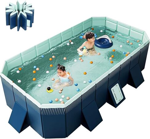 Foldable Pool Non-Inflatable Swimming Pool for Family Adults Hard Plastic Shell Collapsible Rectangle Swimming Sink for Outside Backyard Portable Pet Dog (2.6m) in Kuwait