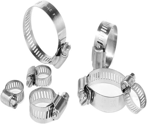 Clamps,Hose Clamps, 5/10PCS Stainless Steel Hose Clamps Adjustable 6 To 152mm Combination Set Metal For Pipes, Etc in Saudi Arabia