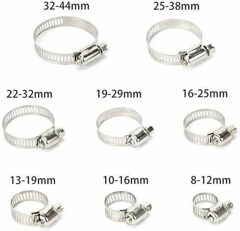 Clamps,Hose Clamps, 91PCS Hose Clamps Stainless Steel Rustproof Clamp Set For Fixing Pipe Hoses, 8-44mm, Silver in Saudi Arabia
