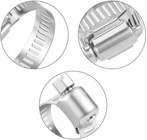 Clamps,Hose Clamps, 91PCS Hose Clamps Stainless Steel Rustproof Clamp Set For Fixing Pipe Hoses, 8-44mm, Silver in Saudi Arabia
