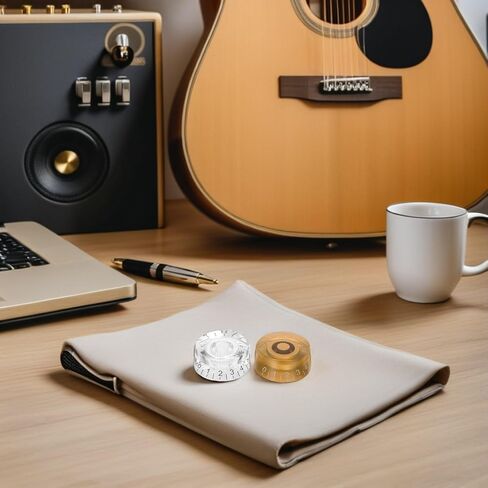 Zerodeko 4pcs Electric Guitar Volume Knobs Set, Dome Potentiometer Caps with 18 Teeth, Gold with White and Black Markings, Compatible with Lp-Style Electric Bass and Guitar Controls in Saudi Arabia