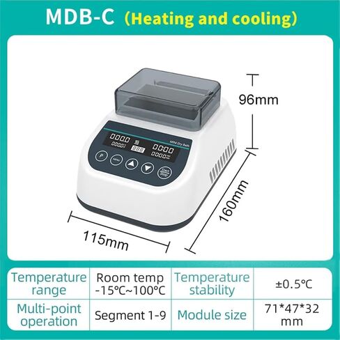حاضنة حمام جافة صغيرة، 4 وحدات للتدفئة والتبريد في المختبر، 0.2/0.5/1.5/2 مل من أنابيب الطرد المركزي وحمام مائي، 9 إعدادات برامج للتحكم الحراري، للتجربة المعملية in Kuwait