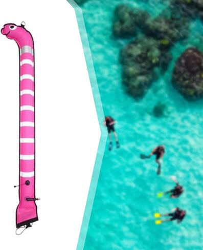 Surface Marker Buoy (SMB) - Inflatable Dive Tube for Snorkeling & Scuba - Highly Visible Safety Signal- Pink Length 1.5M in Saudi Arabia