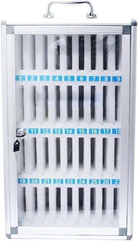 Student Storage Cabinet Staff Mobile Phone Mobile Phone Storage Storage Box Transparent Lock Mobile Phone Storage Cabinet,Silver-36 in Kuwait