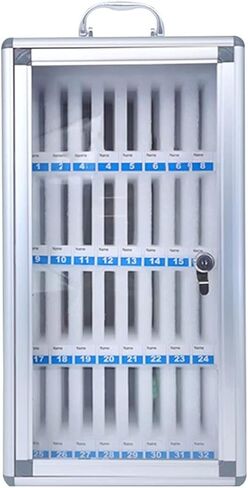 Aluminum Alloy 48 Slots Cell Phone Storage Cabinet, Wall Mounted Mobile Phone Organizer Box with Handle, Numbers, for School Factory Examination Work,Onecolor-24 in Kuwait