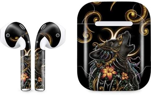 Skinit Decal Audio Skin Compatible with Apple AirPods with Lightning Charging Case - Sarah Richter Wolf Howling by Sarah Richter Design in Saudi Arabia