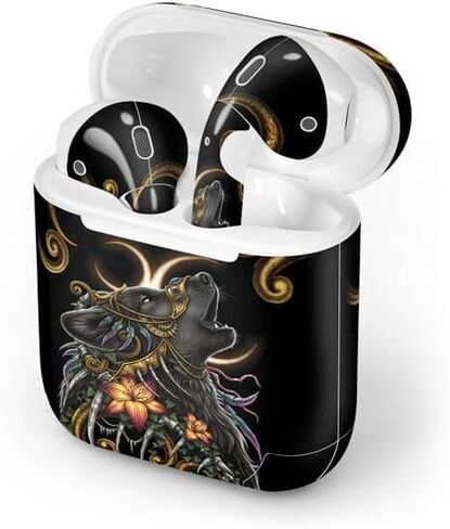 Skinit Decal Audio Skin Compatible with Apple AirPods with Lightning Charging Case - Sarah Richter Wolf Howling by Sarah Richter Design in Saudi Arabia