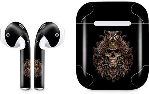 Skinit Decal Audio Skin Compatible with Apple AirPods with Lightning Charging Case - Sarah Richter Skull and Owl by Sarah Richter Design in Saudi Arabia