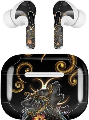 غلاف صوتي من Skinit متوافق مع Apple AirPods Pro - مرخص رسميًا من Sarah Richter Wolf Howling من تصميم Sarah Richter in Saudi Arabia