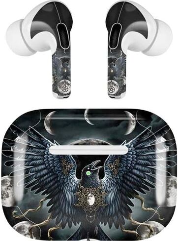 Skinit Decal Audio Skin Compatible with Apple AirPods Pro - Officially Licensed Sarah Richter Crow and Moon Phases by Sarah Richter Design in Saudi Arabia