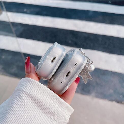 حافظة بنمط جليتر ستار فضي لطيف لأجهزة AirPods الجيل الثالث 2021، ملحقات غطاء حافظة ممتصة للصدمات مع قلادة حافظة واقية كاملة للنساء والرجال والبنات والصبيان in Kuwait