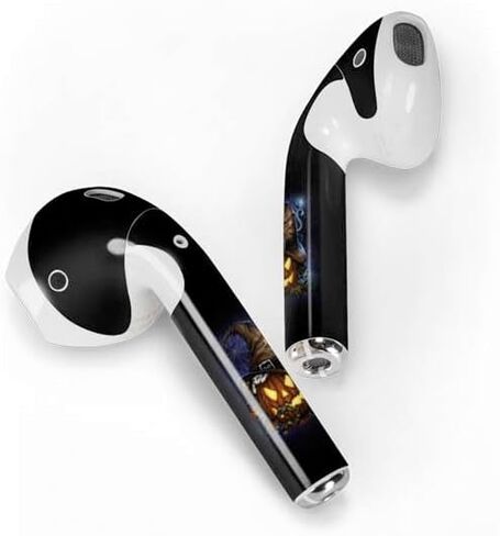 Skinit Decal Audio Skin Compatible with Apple AirPods with Lightning Charging Case - Sarah Richter Halloween Cat and Jack O Lantern Pumpkin by Sarah Richter Design in Saudi Arabia