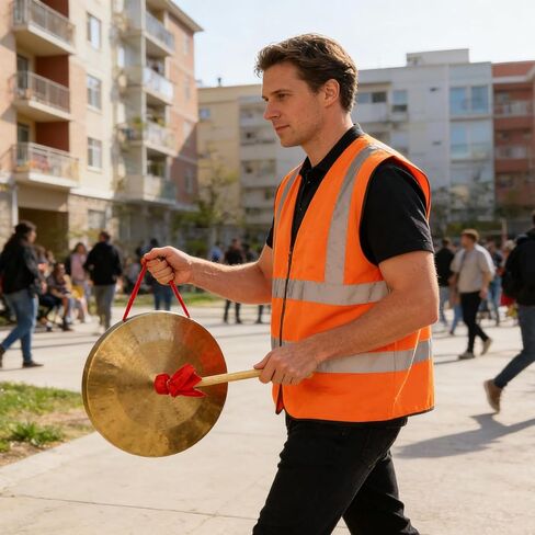 12.6 Inch Chinese Traditional Copper Gong With Hammer& Red Hanging Ribbon - Small Gong, Sound Healing, Yoga, Celebration, Party, Festival Percussion Instrument (Yellow) in Kuwait