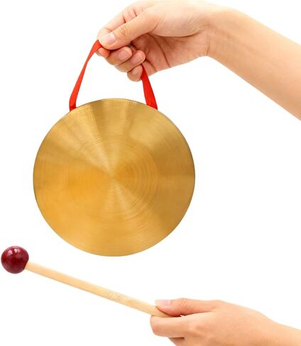 5.9'' Gold Brass Round Gong Home Decoration, Wall Hanging Decoration with Handheld Acoustic Instrument And Hammer in Saudi Arabia