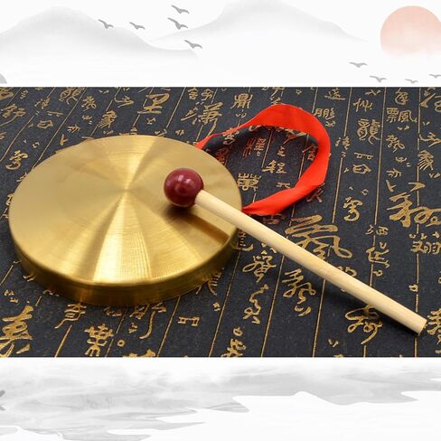 5.9'' Gold Brass Round Gong Home Decoration, Wall Hanging Decoration with Handheld Acoustic Instrument And Hammer in Saudi Arabia