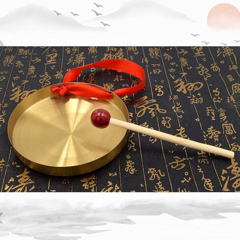 5.9'' Gold Brass Round Gong Home Decoration, Wall Hanging Decoration with Handheld Acoustic Instrument And Hammer in Saudi Arabia