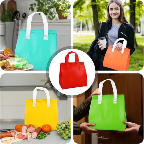 JarThenaAMCS 18Pcs Insulated Take Away Bag Disposable Cooler Bags Thermal Lunch Take out Bags for Hot Cold Drink Fresh Food Delivery (6 Classic Colors) in Saudi Arabia