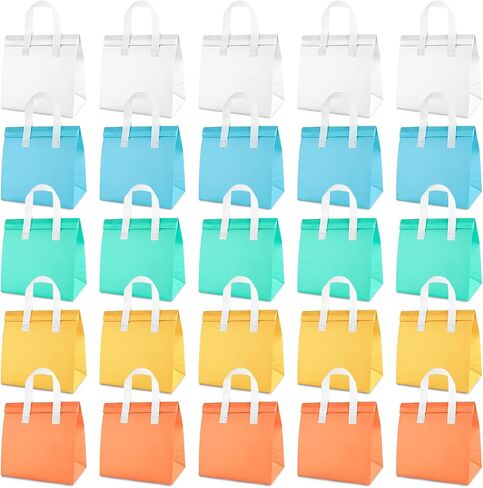 25 قطعة من أكياس الطعام المعزولة مقاس 9.2 × 9 × 5.9 بوصة، حقيبة غداء معزولة للاستعمال مرة واحدة، أكياس تبريد غداء حرارية للأطعمة الساخنة والباردة والقهوة والشاي بالحليب وتوصيل الطعام وتقديم الطعام في المطاعم والبقالة (5 ألوان) in Kuwait