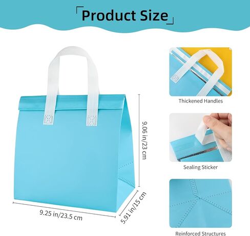 25 قطعة من أكياس الطعام المعزولة مقاس 9.2 × 9 × 5.9 بوصة، حقيبة غداء معزولة للاستعمال مرة واحدة، أكياس تبريد غداء حرارية للأطعمة الساخنة والباردة والقهوة والشاي بالحليب وتوصيل الطعام وتقديم الطعام في المطاعم والبقالة (5 ألوان) in Kuwait