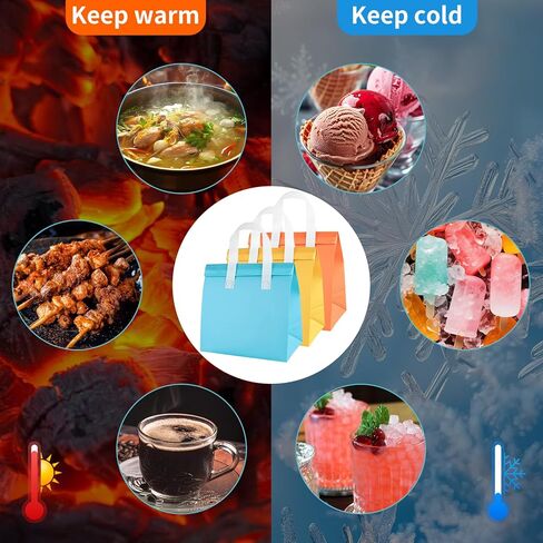 25 قطعة من أكياس الطعام المعزولة مقاس 9.2 × 9 × 5.9 بوصة، حقيبة غداء معزولة للاستعمال مرة واحدة، أكياس تبريد غداء حرارية للأطعمة الساخنة والباردة والقهوة والشاي بالحليب وتوصيل الطعام وتقديم الطعام في المطاعم والبقالة (5 ألوان) in Kuwait