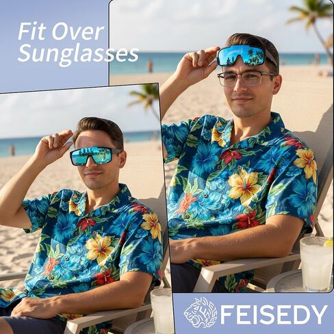 FEISEDY Polarized Fit Over Glasses Sunglasses for Men Women, Sports Wrap Around for Driving Cycling Fishing B0315 in Saudi Arabia