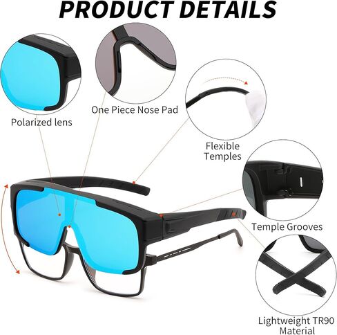 FEISEDY Polarized Fit Over Glasses Sunglasses for Men Women, Sports Wrap Around for Driving Cycling Fishing B0315 in Saudi Arabia