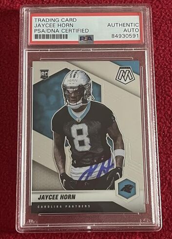 PANTHERS JAYCEE HORN 2021 Panini Mosaic Prizm بطاقة المبتدئين الموقعة PSA 84930591 - بطاقات المبتدئين الموقعة على كرة القدم in Saudi Arabia