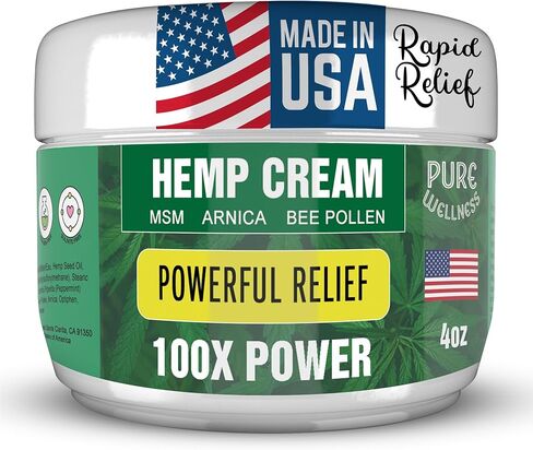 كريم القنب العافية النقي بقوة قصوى 100.000 مجم مع MSM وزهرة الأرنيكا وحبوب لقاح النحل - 4 أونصة، يدعم تخفيف وتهدئة المفاصل والعضلات والكتف والظهر والركبة والأعصاب - عبوة واحدة in Kuwait