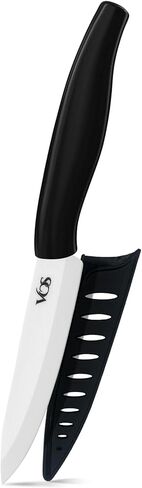 سكين التقشير السيراميكي من فوس - شفرة زركونيا 4 بوصة مع غطاء غمد - مقبض سكين المطبخ للفواكه والخضروات (أخضر) in Kuwait