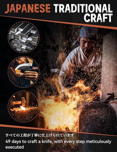 سكين هوسك فايكنغ، سكين الجزار الياباني لقطع اللحوم، سكاكين تقطيع يدوية بمقبض خشبي مريح، سكاكين الشيف اليابانية المصنوعة من الفولاذ عالي الكربون للتخييم والشواء والسكاكين لهدايا الرجال in Kuwait