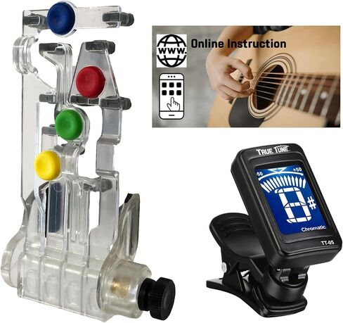 ChordBuddy Guitar Learning Device Teaching Aid LEFT HANDED Chord Buddy Unit Only with Instrument Alley True Tune Chromatic Tuner, Online Video Lessons Bundle Genuine USA Product For Lefty Players in Kuwait